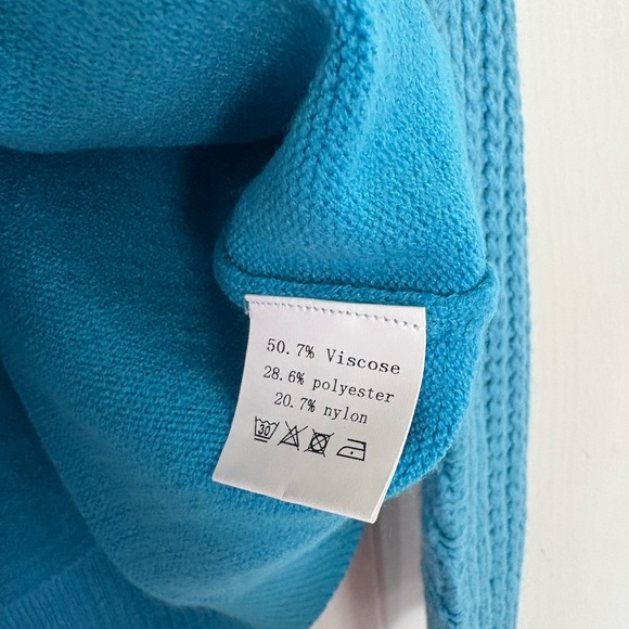 MACNOORA Sky Blue Sweater W Size S with cable knit sleeves and ribbed crew neck - Picture 4 of 12